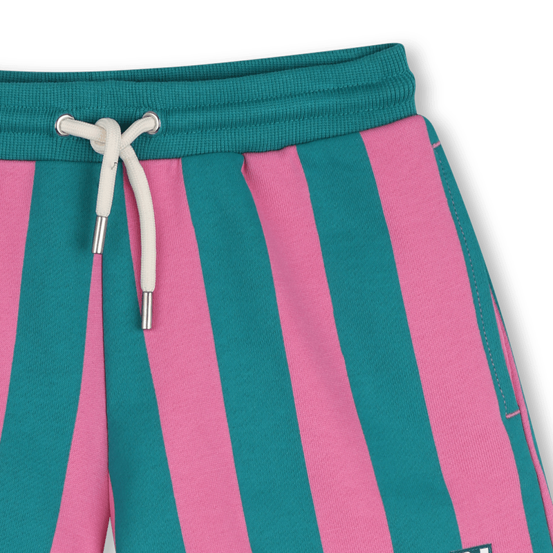 SHORTS IN FELPA A RIGHE ROSA E VERDE OLIVA KIDS AROUND - Angel Luxury