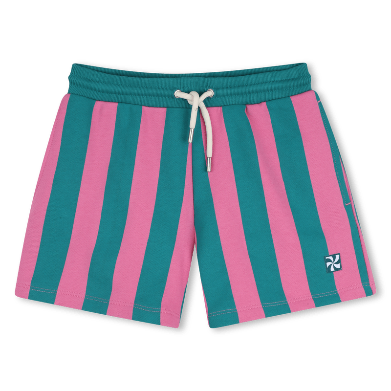 SHORTS IN FELPA A RIGHE ROSA E VERDE OLIVA KIDS AROUND - Angel Luxury