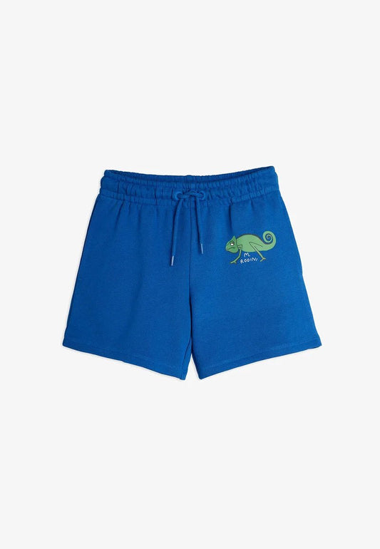 SHORTS IN FELPA BLU CON CAMALEONTE VERDE MINI RODINI - Angel Luxury