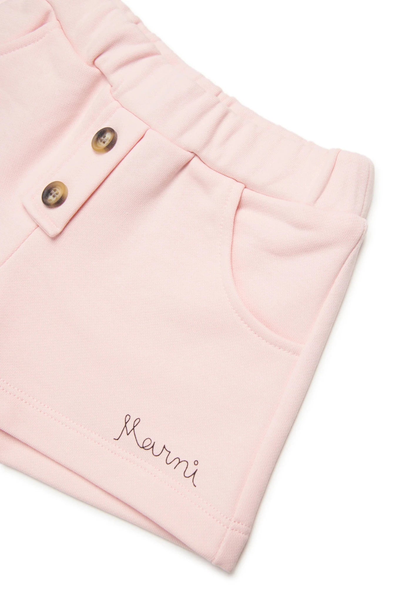 SHORTS IN FELPA ROSA CON LOGO NERO IN CORSIVO SUL DAVANTI MARNI - Angel Luxury