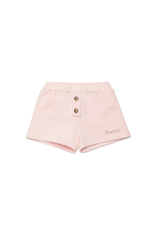 SHORTS IN FELPA ROSA CON LOGO NERO IN CORSIVO SUL DAVANTI MARNI - Angel Luxury