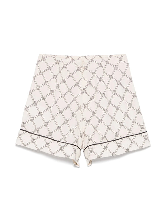 SHORTS IN GEORGETTE LOGATO BURRO - NERO ELISABETTA FRANCHI - Angel Luxury