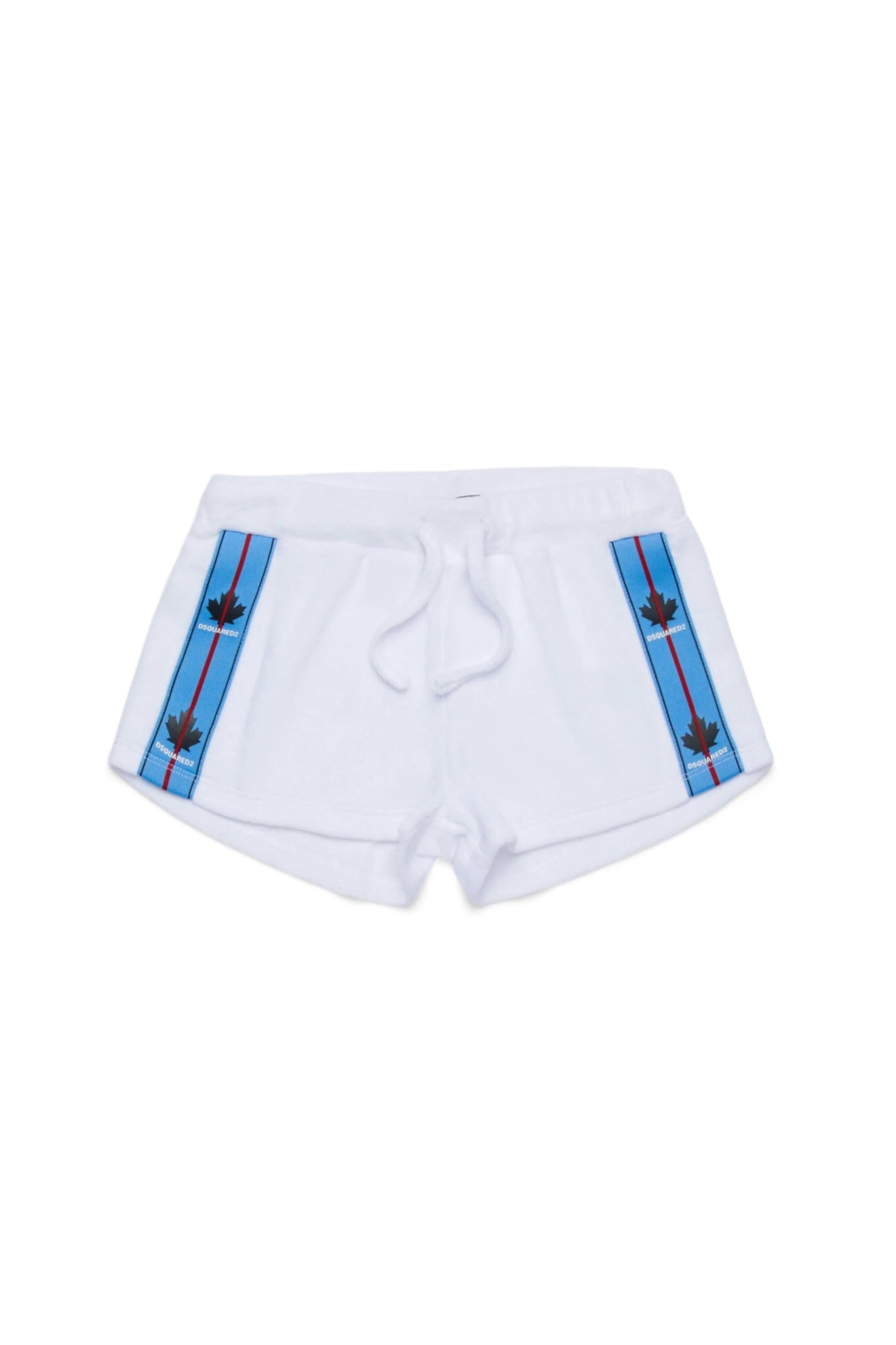 SHORTS IN SPUGNA BIANCO CON BANDA LATERALE DSQUARED2 - Angel Luxury
