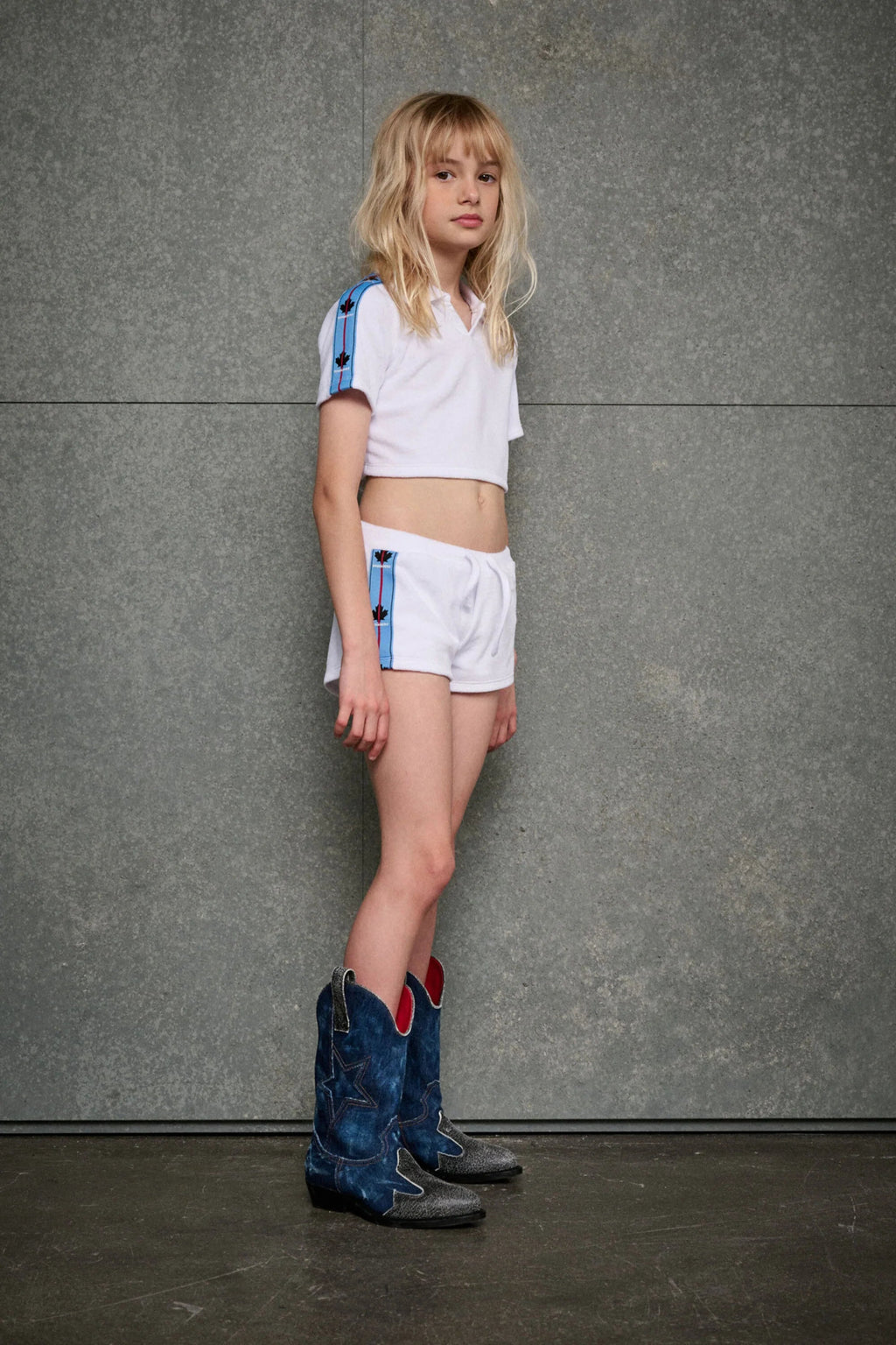 SHORTS IN SPUGNA BIANCO CON BANDA LATERALE DSQUARED2 - Angel Luxury