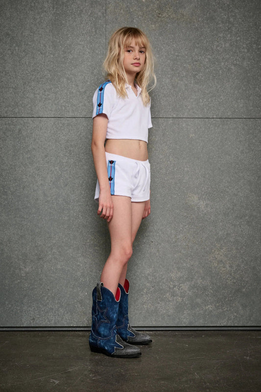 SHORTS IN SPUGNA BIANCO CON BANDA LATERALE DSQUARED2 - Angel Luxury
