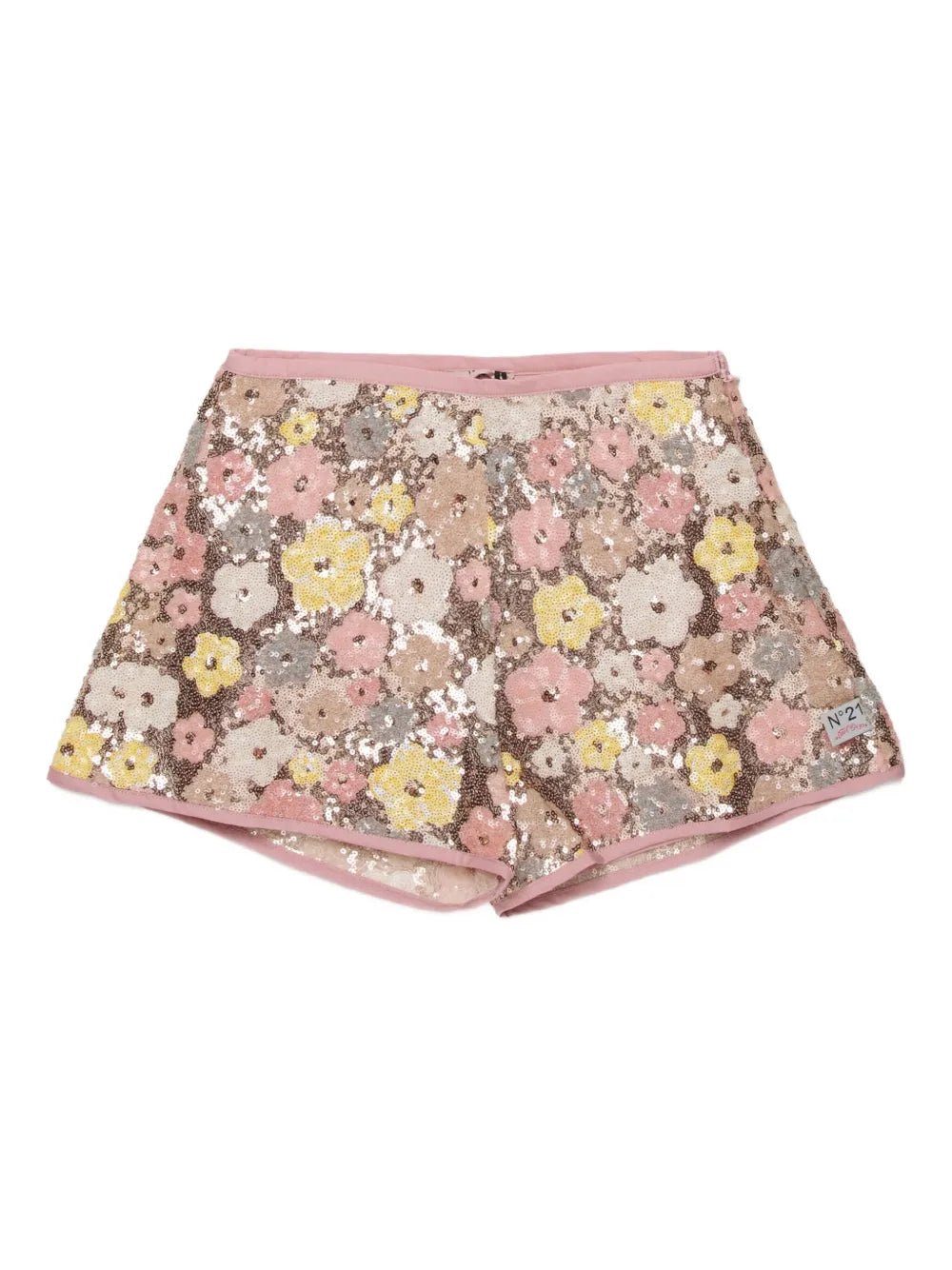 SHORTS MULTICOLOR CON FIORI IN PAILLETTES N21 - Angel Luxury