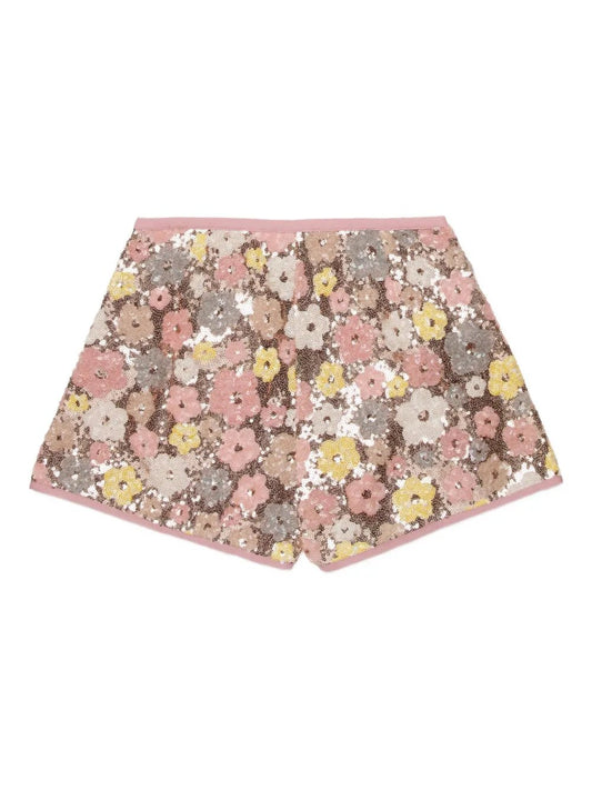 SHORTS MULTICOLOR CON FIORI IN PAILLETTES N21 - Angel Luxury