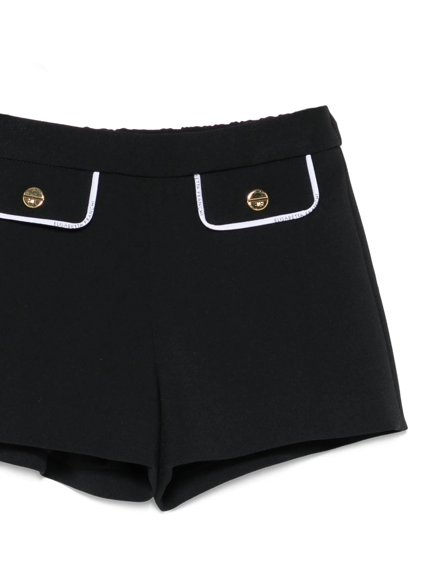 SHORTS NERO CON FINTE TASCHE E BOTTONI IN ORO ELISABETTA FRANCHI - Angel Luxury