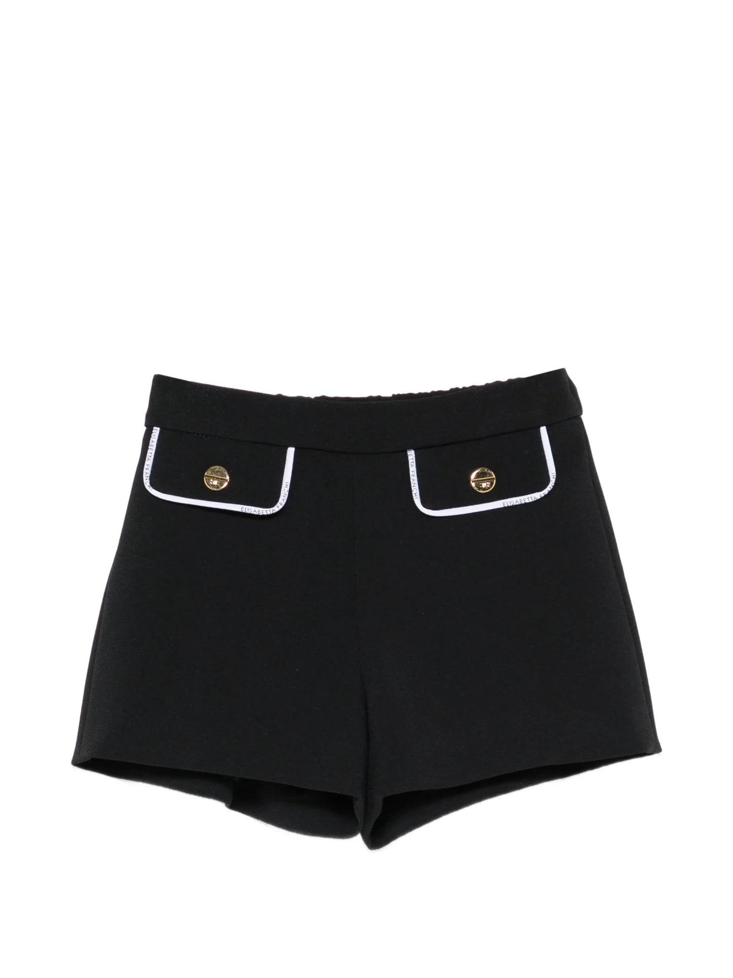 SHORTS NERO CON FINTE TASCHE E BOTTONI IN ORO ELISABETTA FRANCHI - Angel Luxury