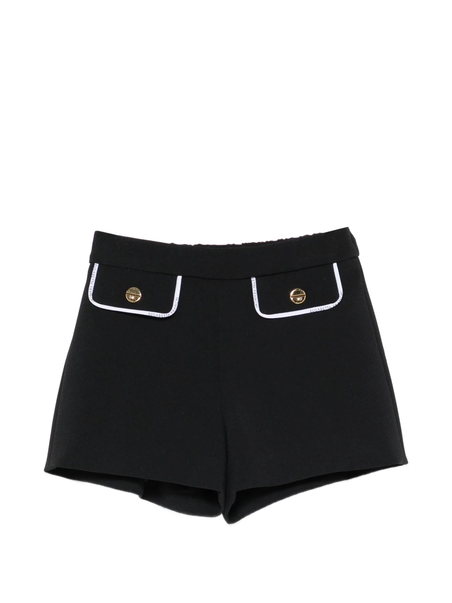 SHORTS NERO CON FINTE TASCHE E BOTTONI IN ORO ELISABETTA FRANCHI - Angel Luxury