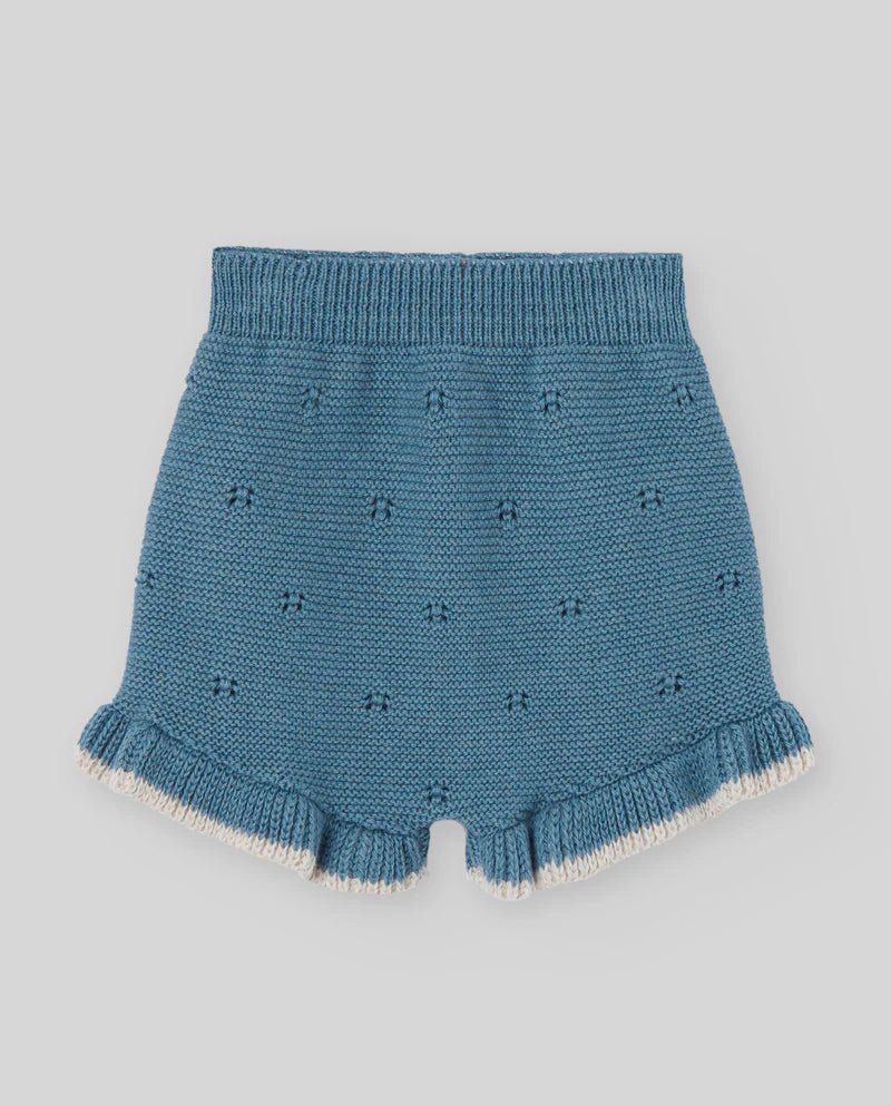SHORTS PER NEONATA IN LANA BLU/BEIGE PAZ RODRIGUEZ - Angel Luxury