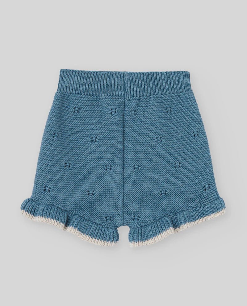 SHORTS PER NEONATA IN LANA BLU/BEIGE PAZ RODRIGUEZ - Angel Luxury