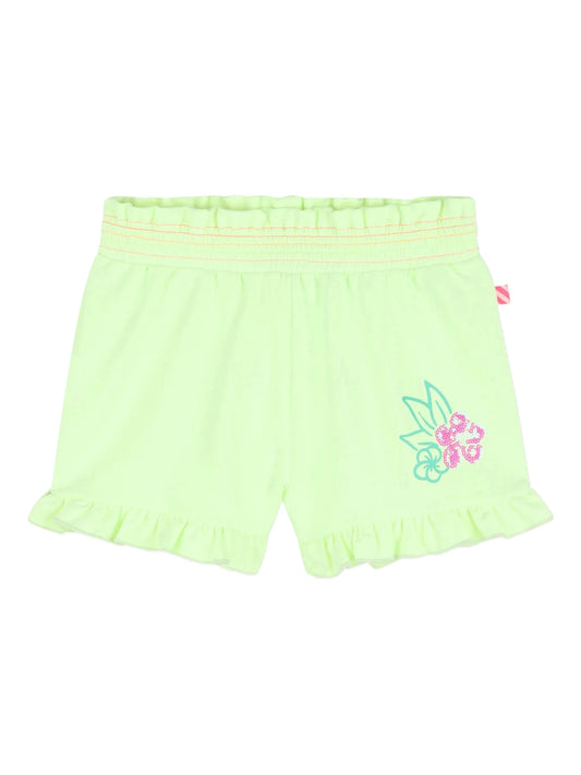 SHORTS VERDE FLUO CON STAMPA BILLIEBLUSH - Angel Luxury