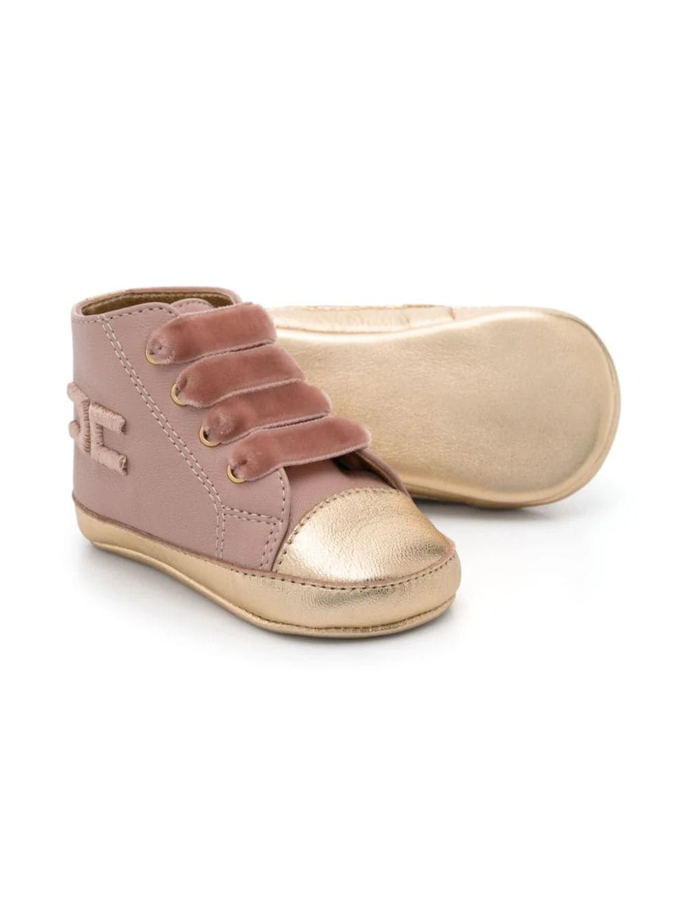 SNEAKER ALTA ALLACCIATA ORO/ROSA ELISABETTA FRANCHI - Angel Luxury
