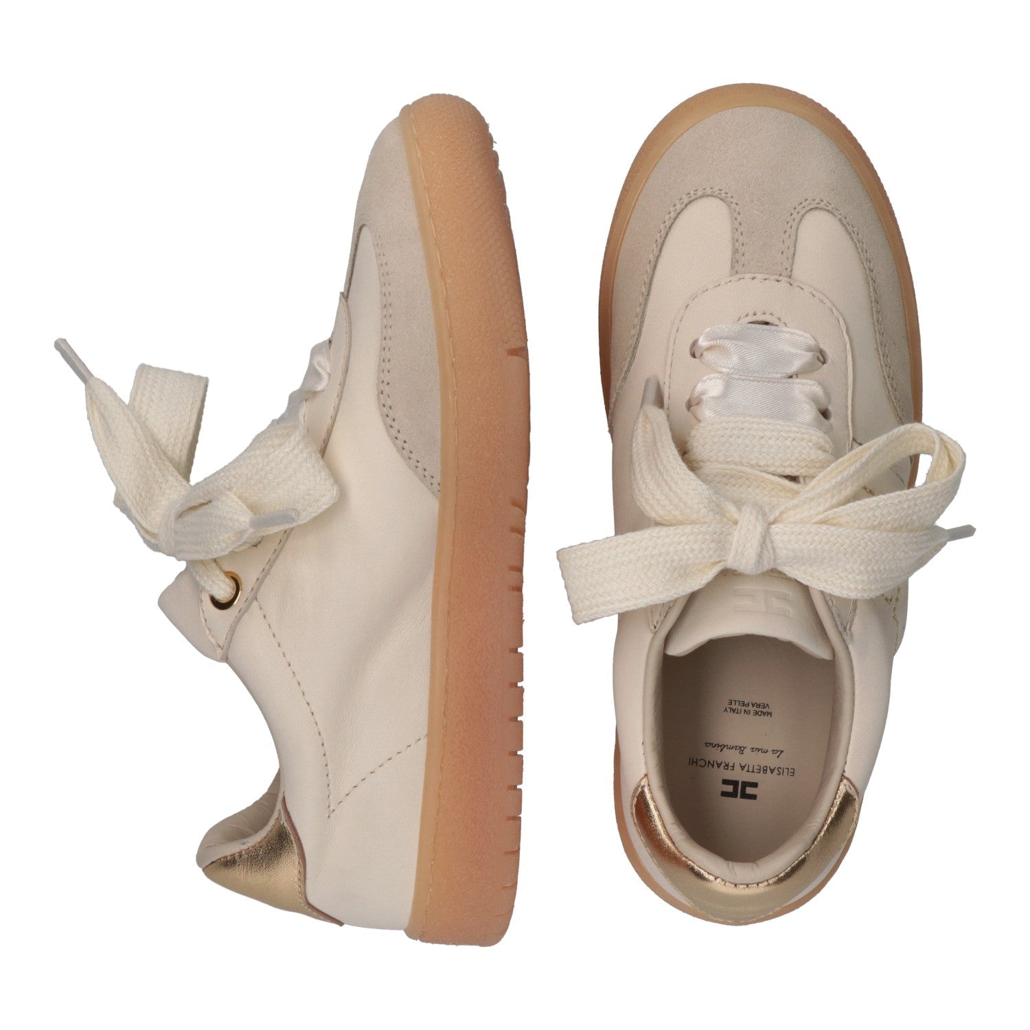 SNEAKERS BURRO CON PLACCA ORO ELISABETTA FRANCHI - Angel Luxury