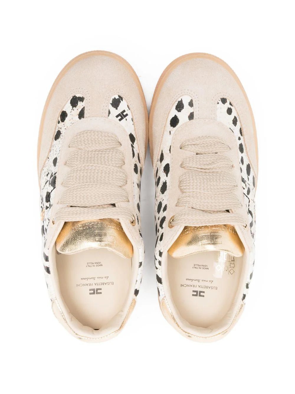 SNEAKERS MACULATA IN CAMOSCIO BEIGE ELISABETTA FRANCHI - Angel Luxury