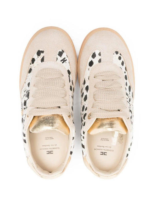 SNEAKERS MACULATA IN CAMOSCIO BEIGE ELISABETTA FRANCHI - Angel Luxury