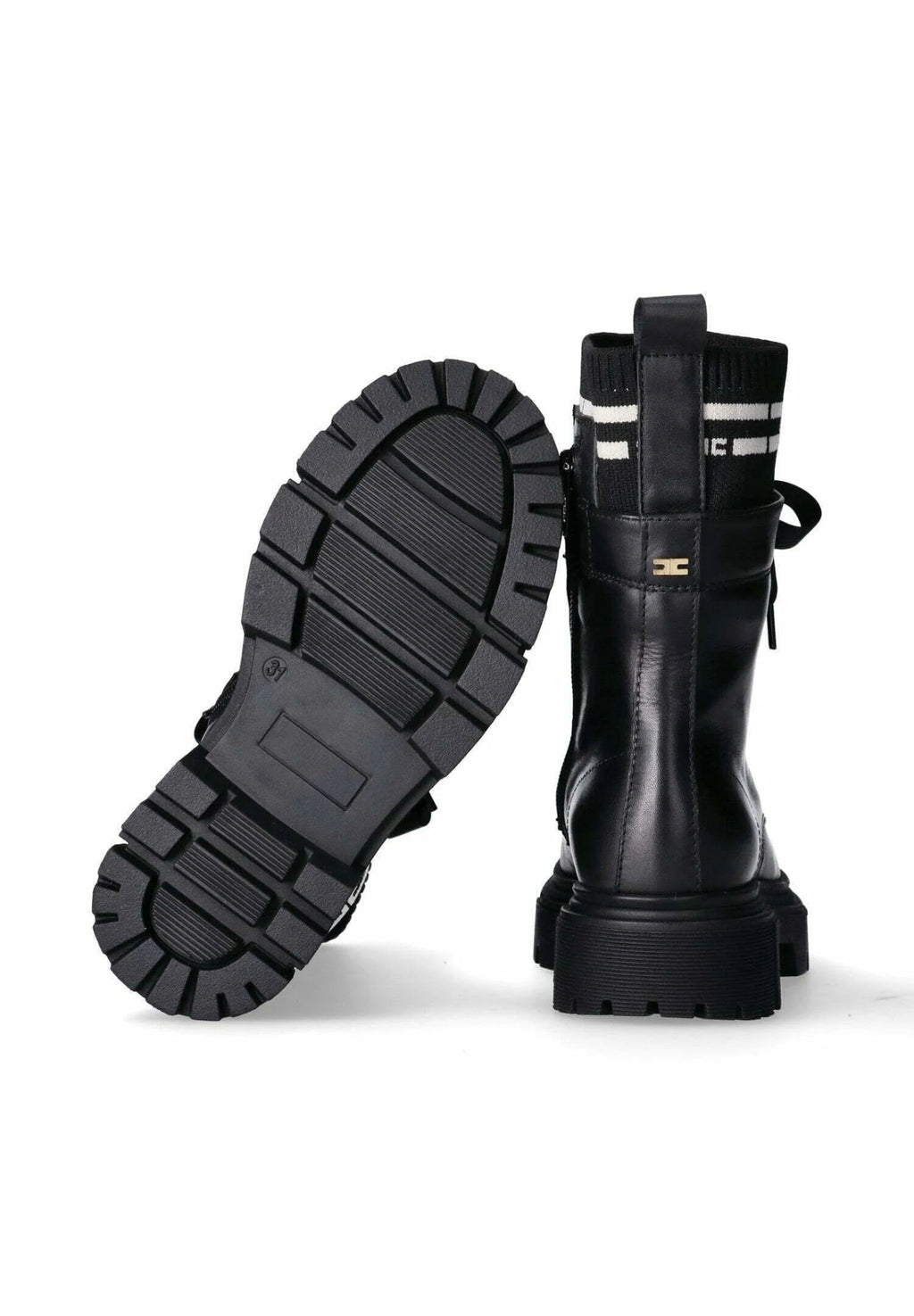 STIVALI A CALZINO NERO CON LOGATO ELISABETTA FRANCHI - Angel Luxury