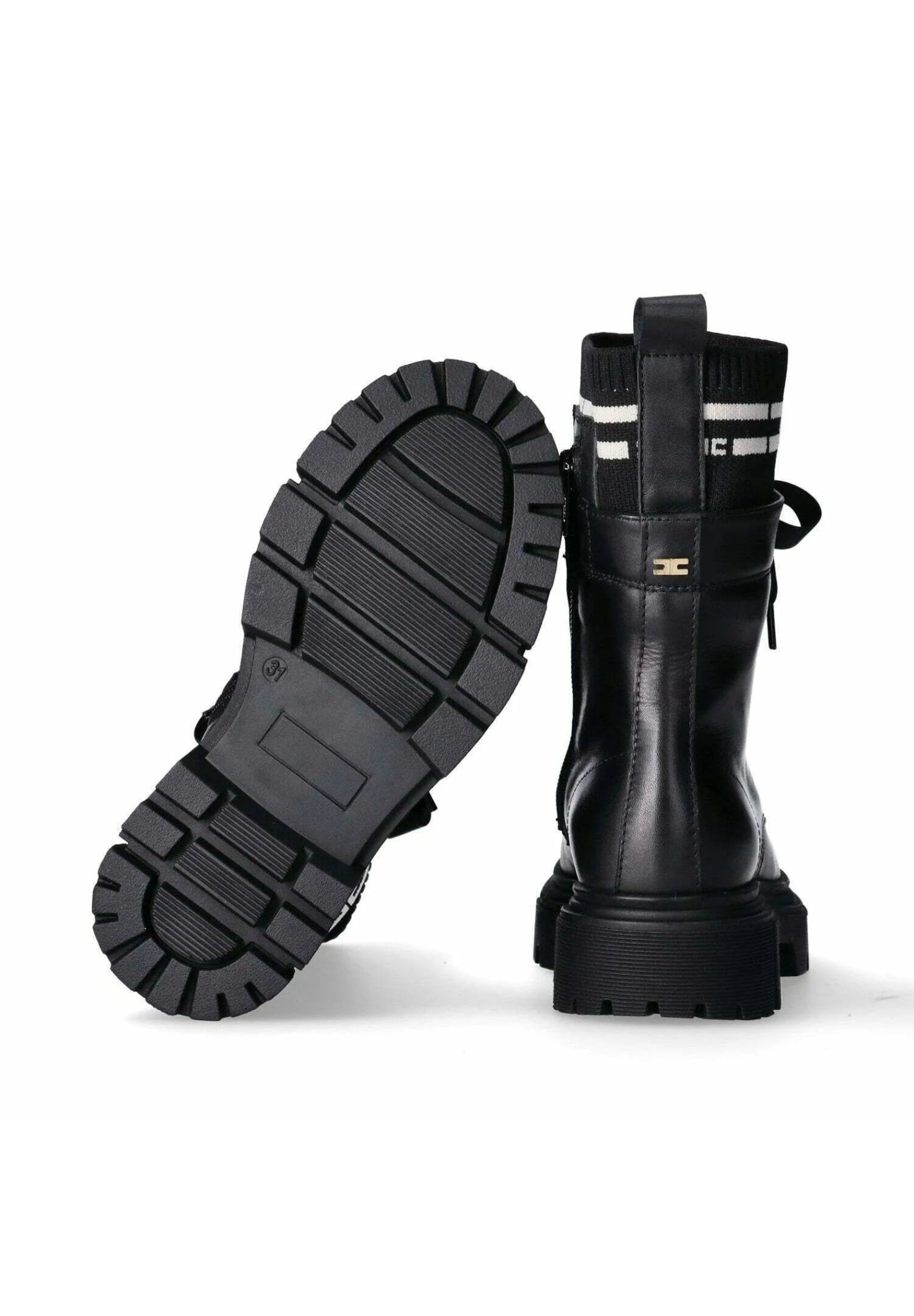 STIVALI A CALZINO NERO CON LOGATO ELISABETTA FRANCHI - Angel Luxury