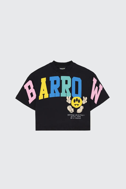 T - SHIERT CROPPED NERA CON LOGO BARROW COLORATO - Angel Luxury