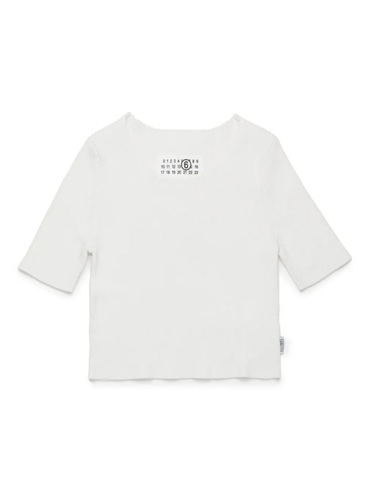 T - SHIRT A COSTINE BIANCA CON LOGO MAISON MARGIELA - Angel Luxury