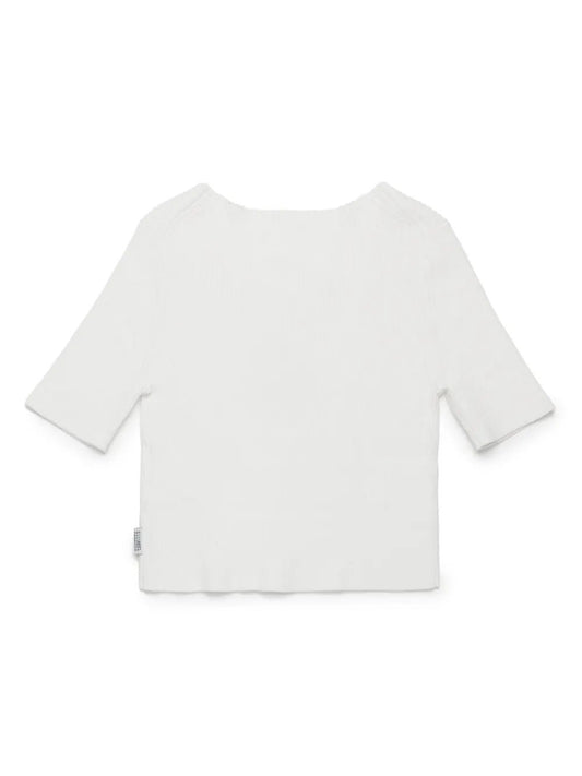 T - SHIRT A COSTINE BIANCA CON LOGO MAISON MARGIELA - Angel Luxury
