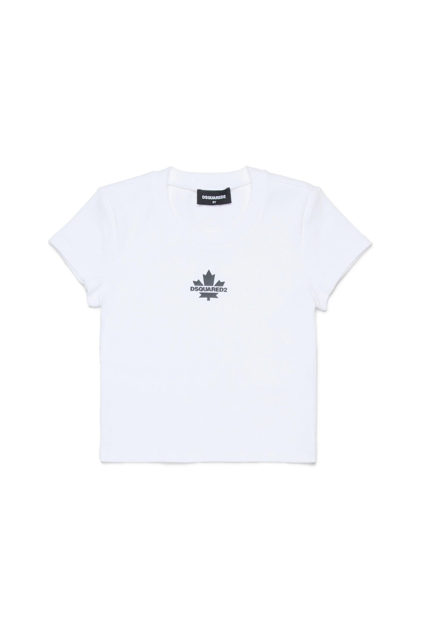 T - SHIRT A COSTINE BIANCA CON LOGO NERO - Angel Luxury