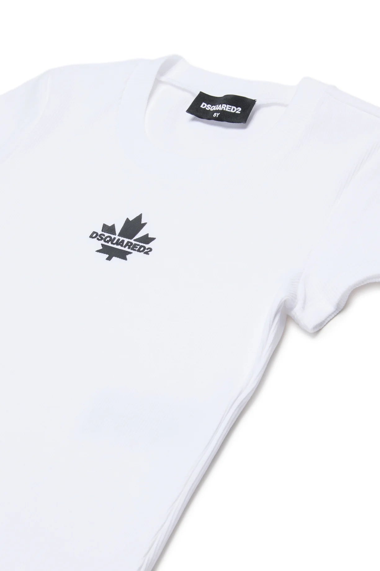 T - SHIRT A COSTINE BIANCA CON LOGO NERO - Angel Luxury