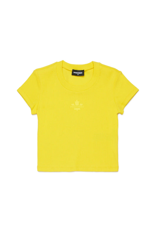 T - SHIRT A COSTINE GIALLA CON LOGO DSQUARED2 - Angel Luxury