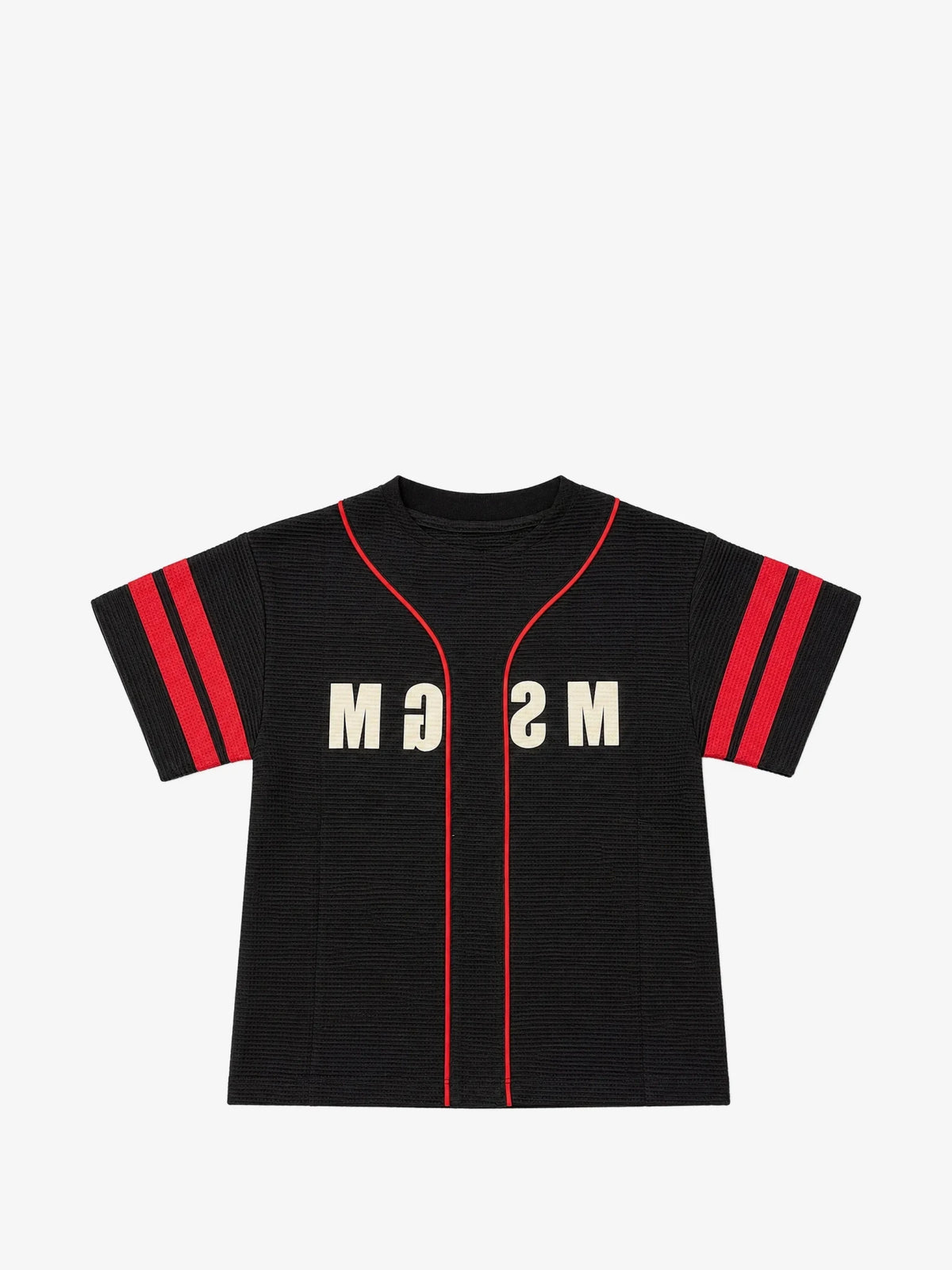T-SHIRT A NIDO D'APE NERA/ROSSA E LOGO BIANCO MSGM - Angel Luxury