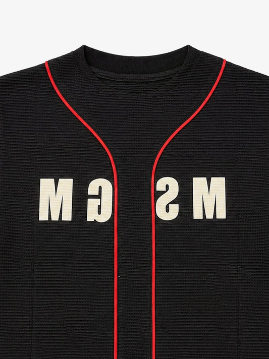 T-SHIRT A NIDO D'APE NERA/ROSSA E LOGO BIANCO MSGM - Angel Luxury