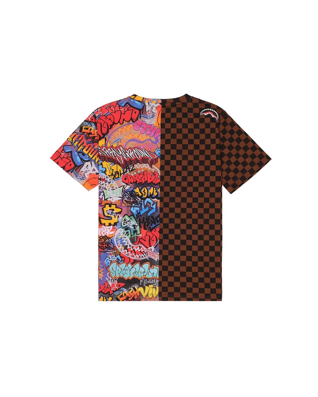 T - SHIRT A QUADRI CON FANTASIA E LOGO IN RILIEVO ARANCIO SPRAYGROUND - Angel Luxury