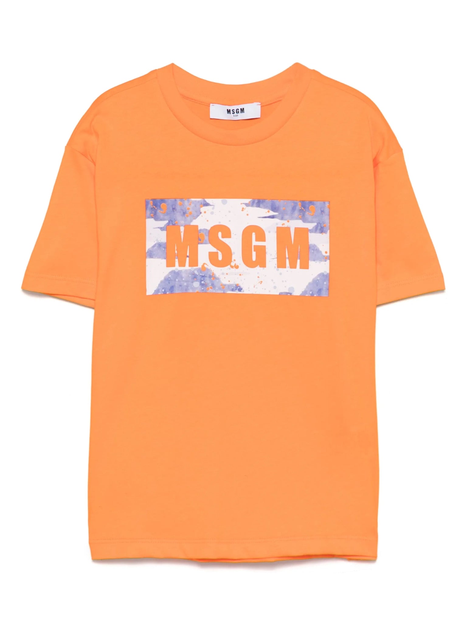 T - SHIRT ARANCIONE CON LOGO SFUMATO MSGM - Angel Luxury