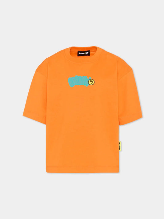 T - SHIRT ARANCIONE CON LOGO SUL RETRO VERDE BARROW - Angel Luxury