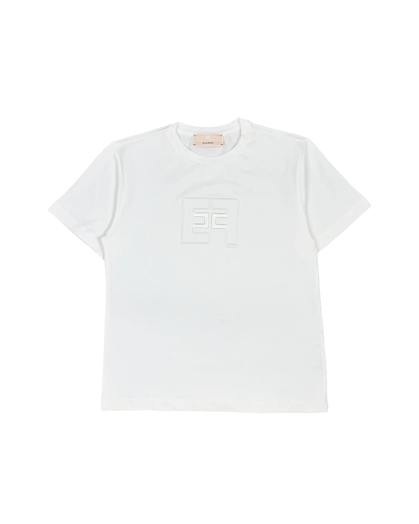 T - SHIRT AVORIO CON LOGO IN RICAMO ELISABETTA FRANCHI - Angel Luxury