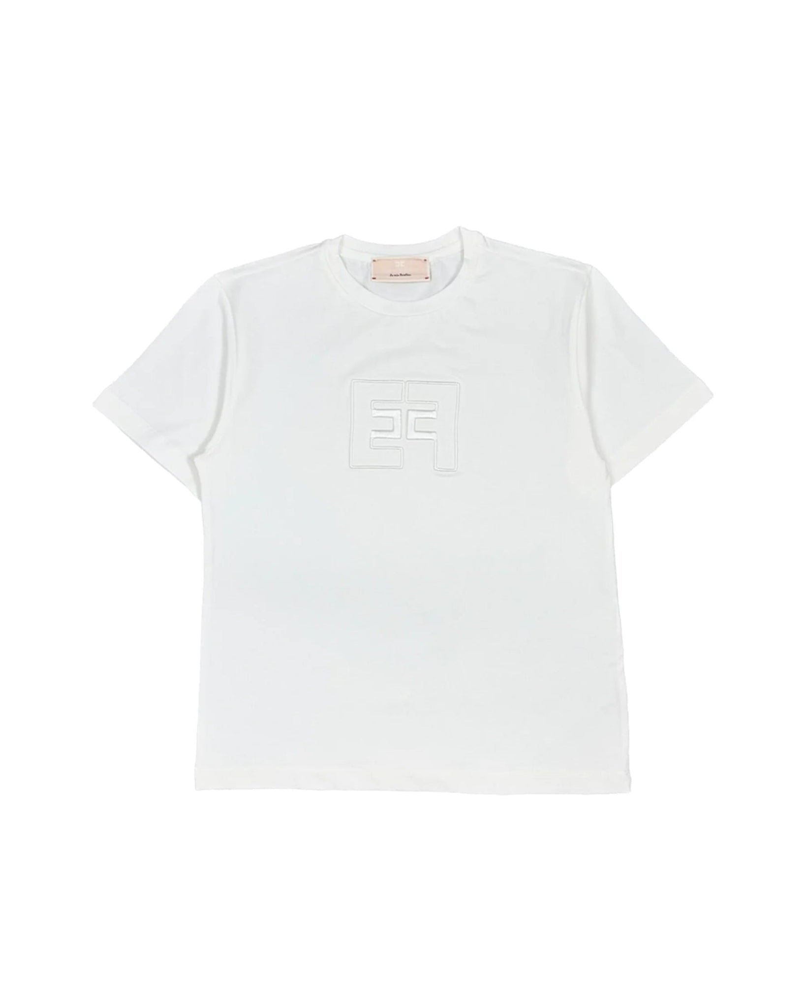 T - SHIRT AVORIO CON LOGO IN RICAMO ELISABETTA FRANCHI - Angel Luxury