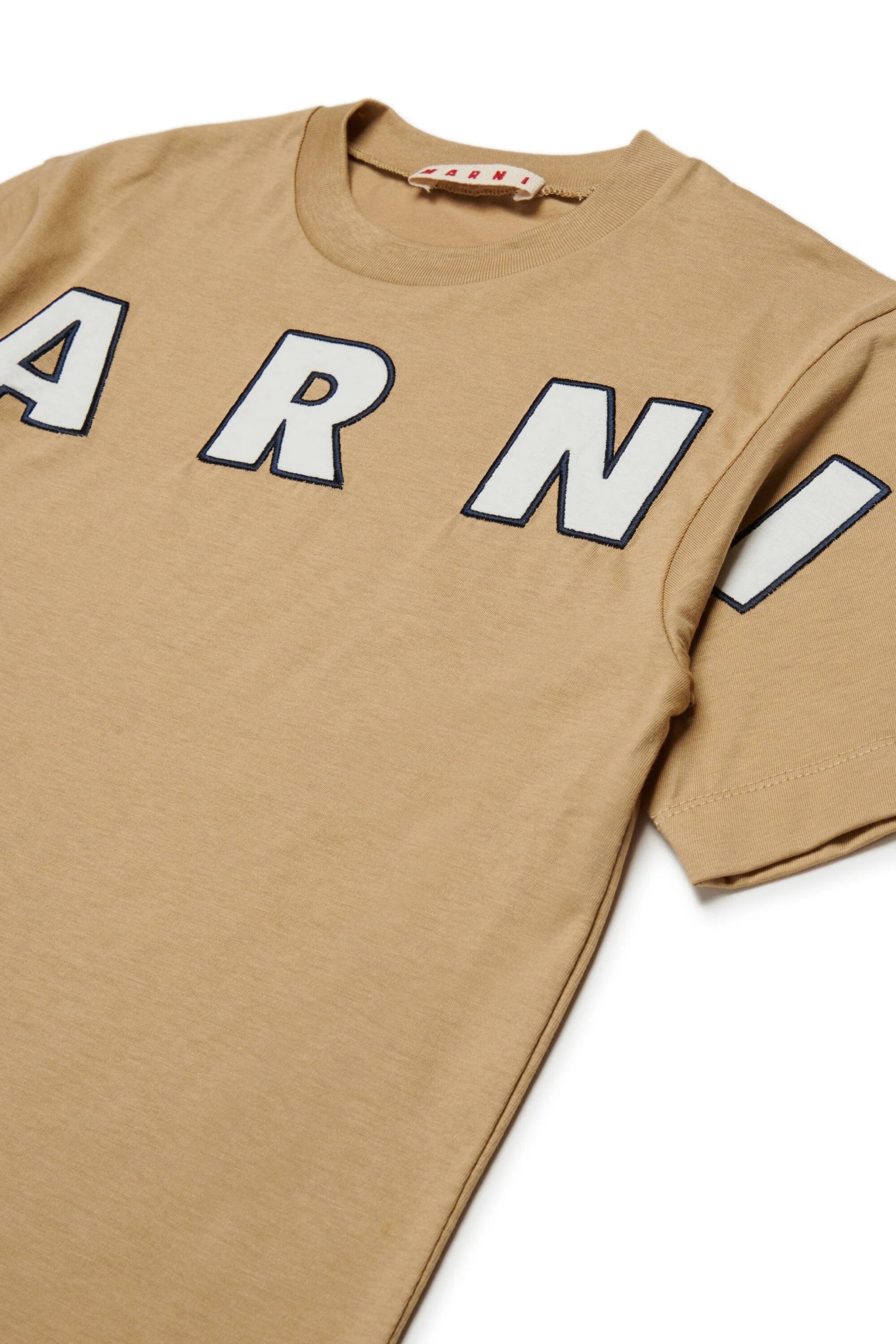 T - SHIRT BEIGE CON LOGO BIANCO MARNI - Angel Luxury