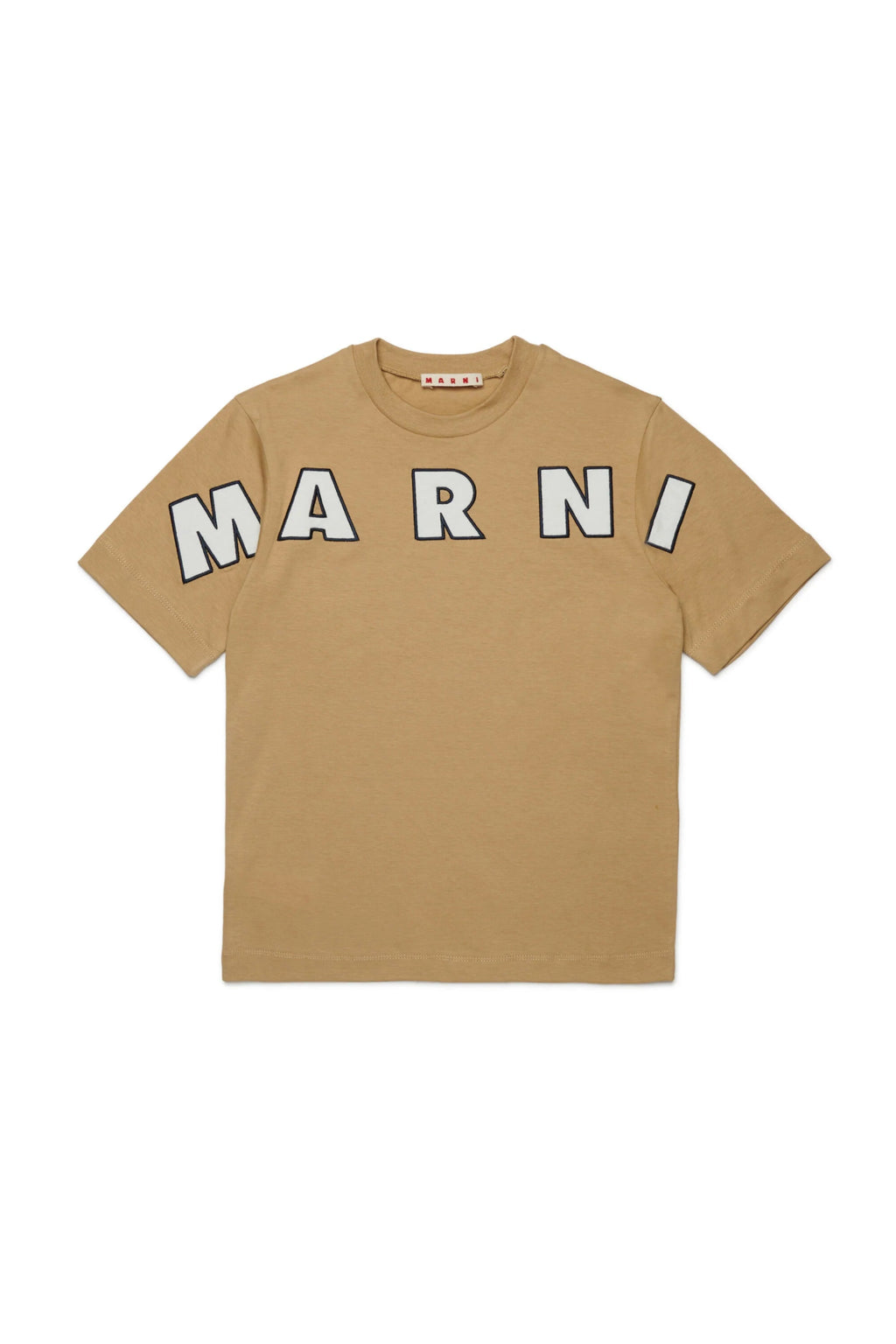 T - SHIRT BEIGE CON LOGO BIANCO MARNI - Angel Luxury