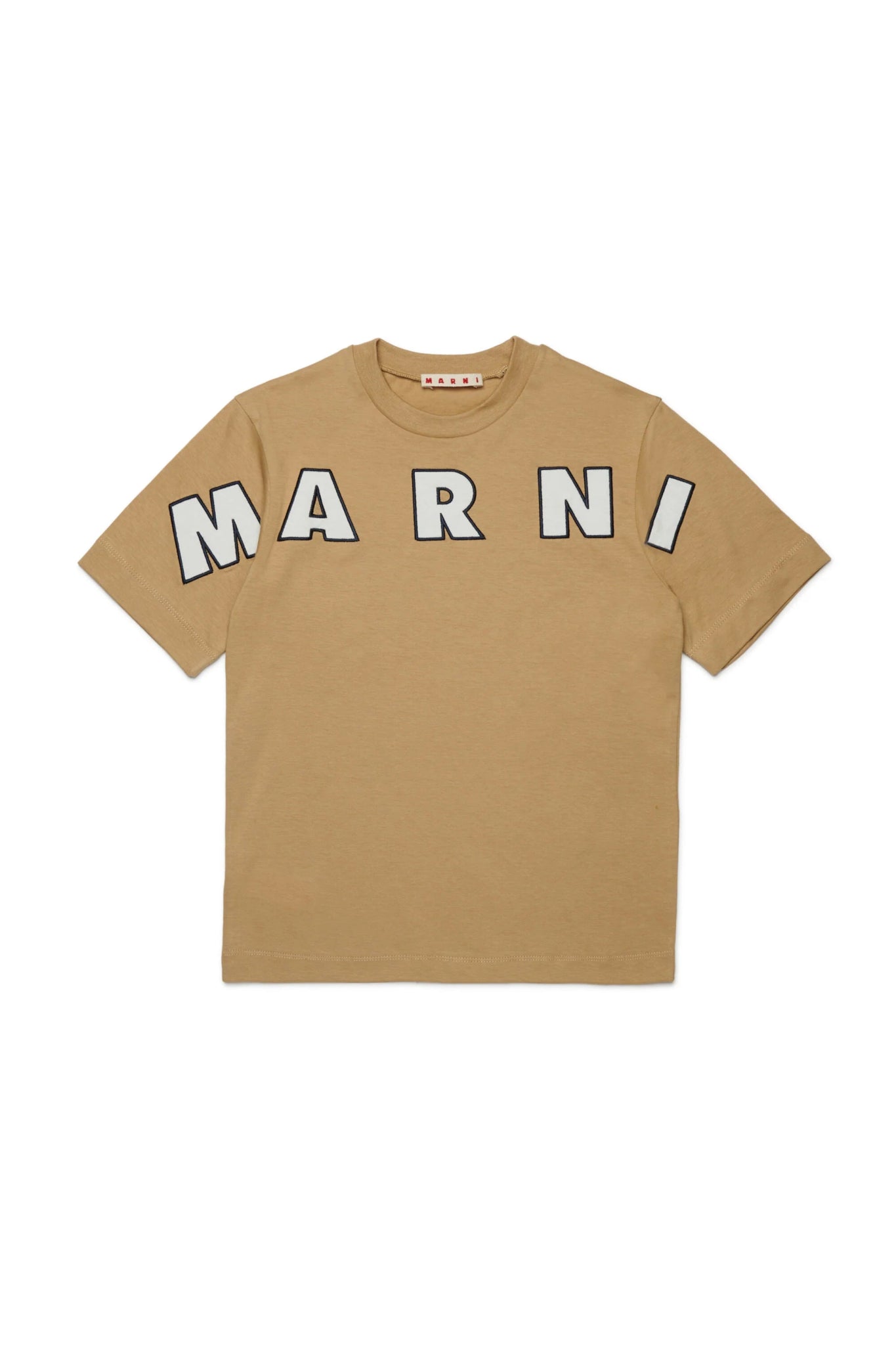 T - SHIRT BEIGE CON LOGO BIANCO MARNI - Angel Luxury
