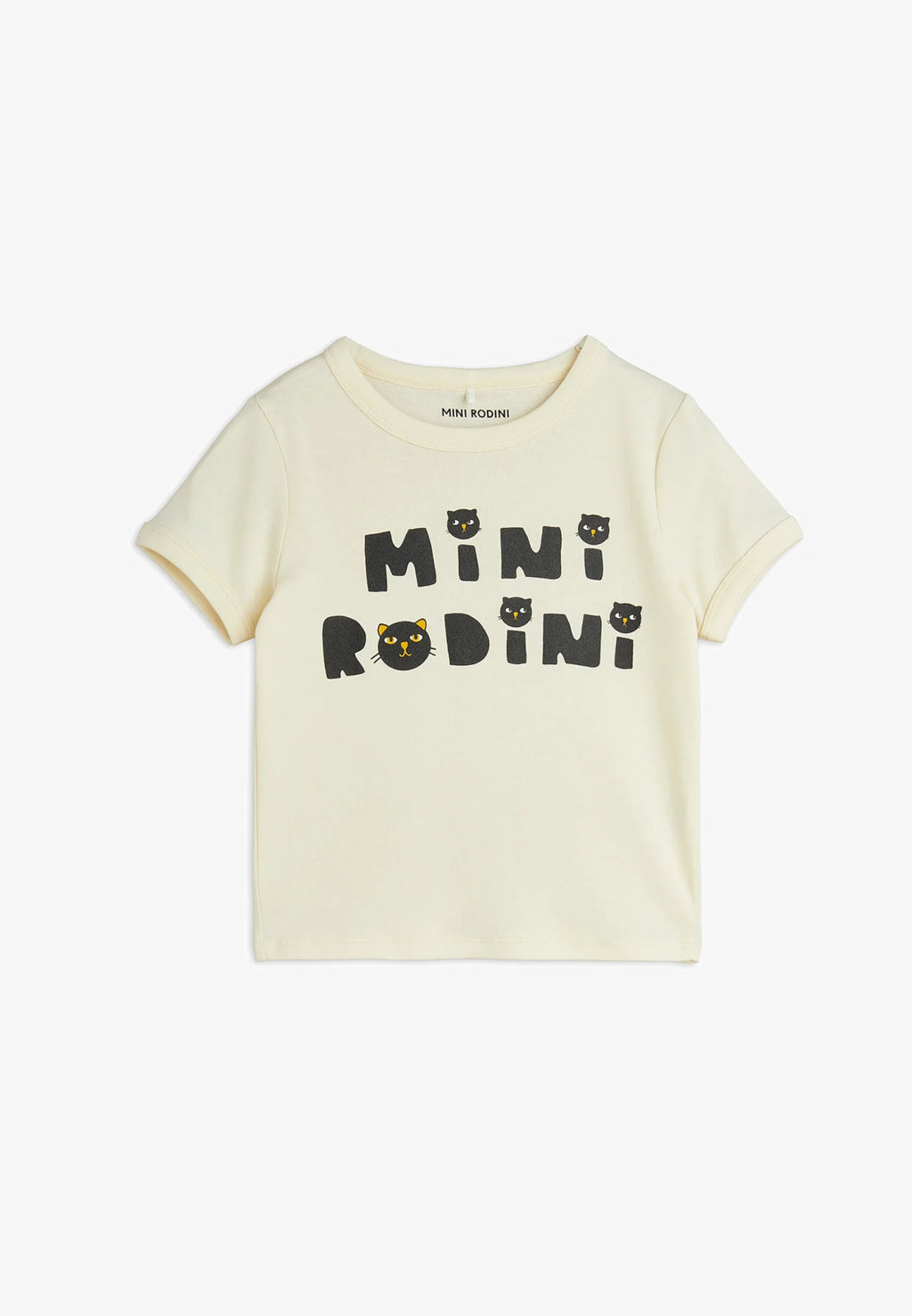 T - SHIRT BEIGE CON LOGO NERO MINI RODINI - Angel Luxury