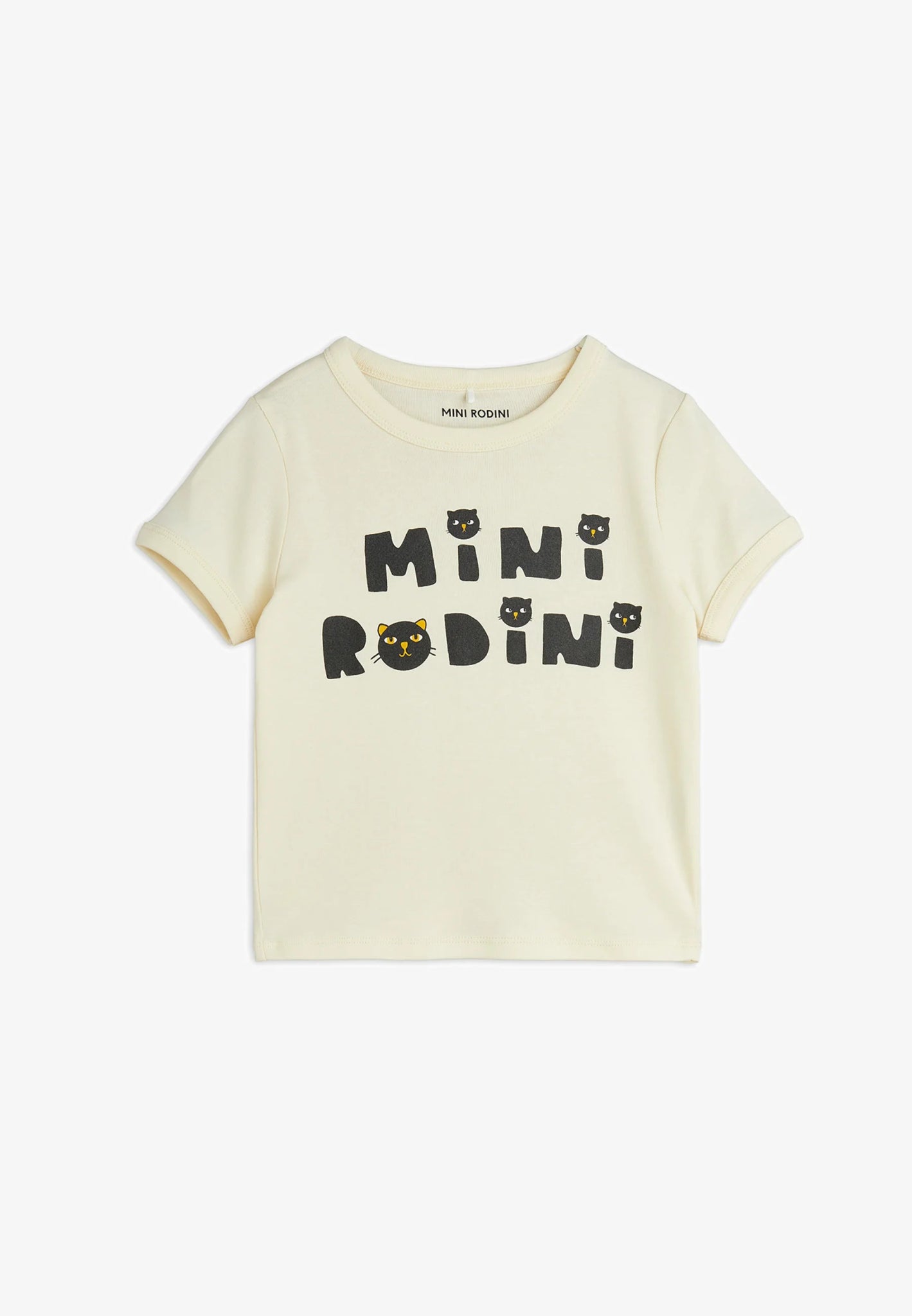 T - SHIRT BEIGE CON LOGO NERO MINI RODINI - Angel Luxury