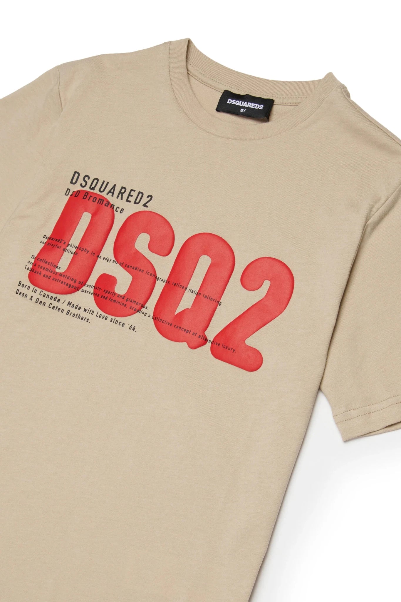 T - SHIRT BEIGE CON LOGO ROSSO DSQ2 DI DSQUARED2 - Angel Luxury