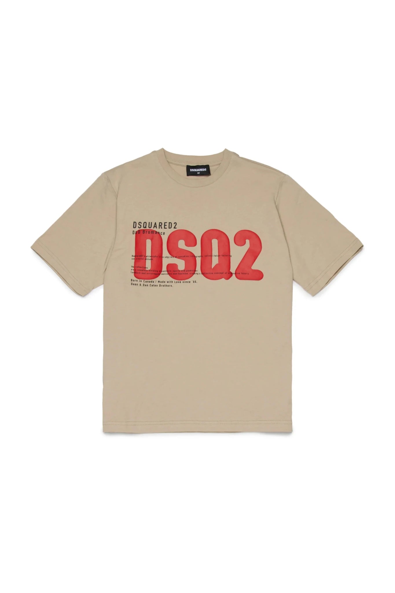 T - SHIRT BEIGE CON LOGO ROSSO DSQ2 DI DSQUARED2 - Angel Luxury