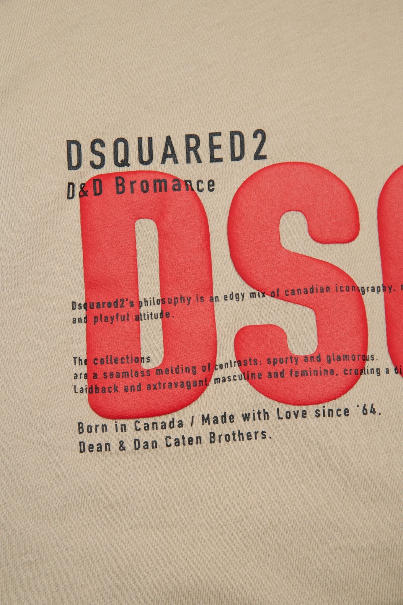 T - SHIRT BEIGE CON LOGO ROSSO DSQ2 DI DSQUARED2 - Angel Luxury