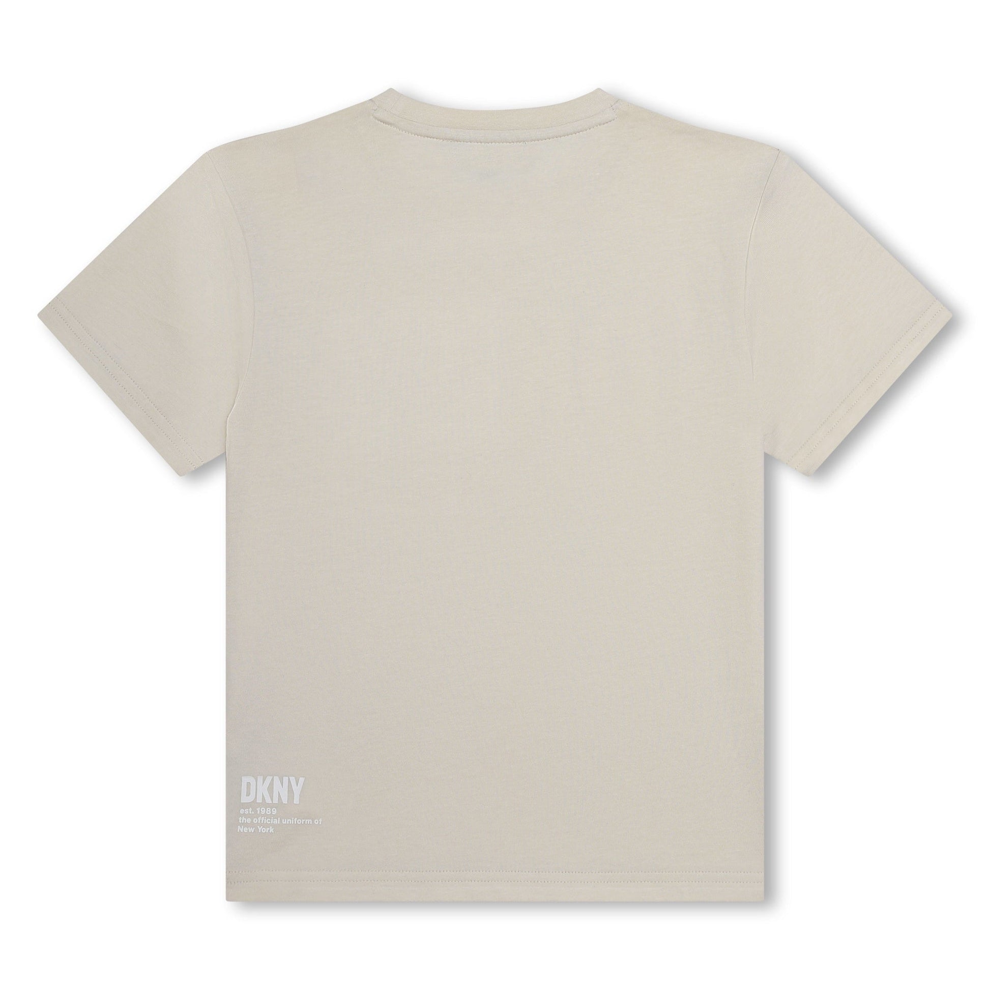 T - SHIRT BEIGE/BIANCO CON LOGO DKNY - Angel Luxury