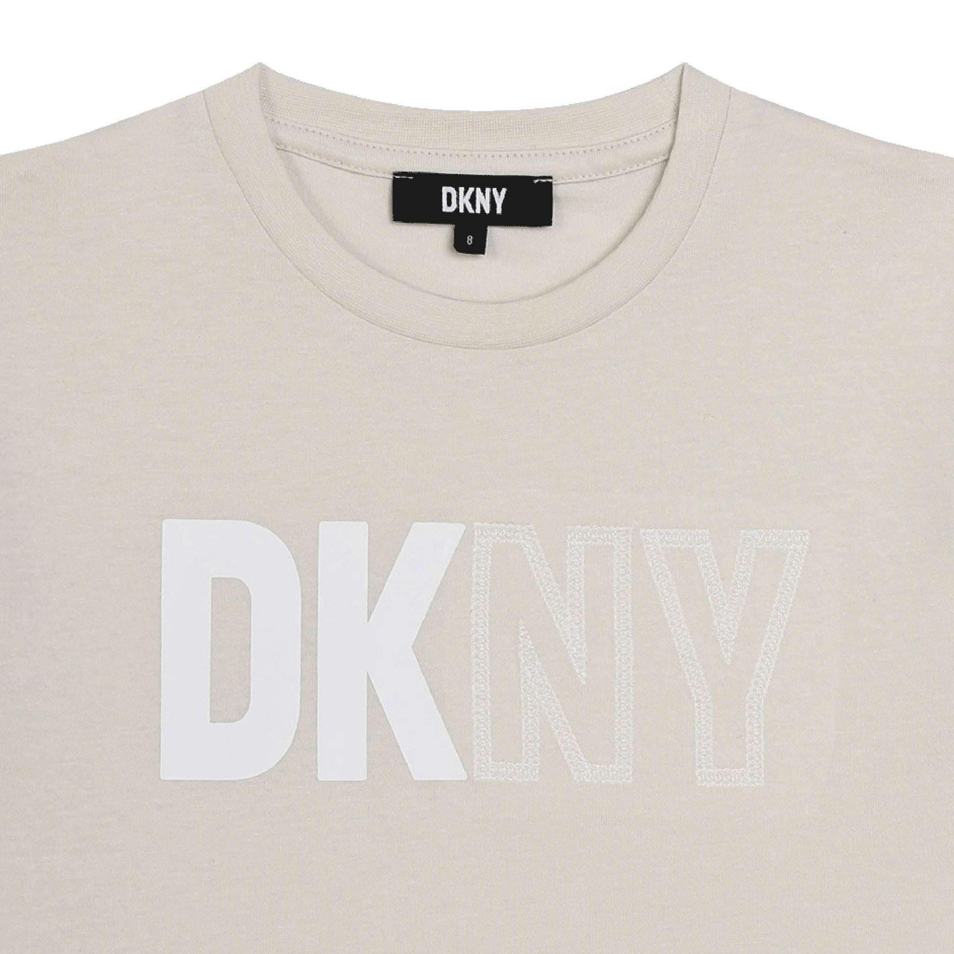 T - SHIRT BEIGE/BIANCO CON LOGO DKNY - Angel Luxury