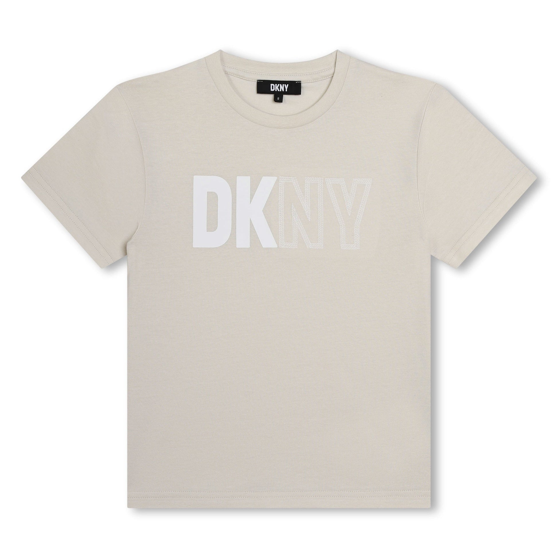 T - SHIRT BEIGE/BIANCO CON LOGO DKNY - Angel Luxury