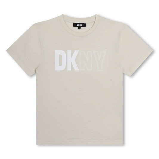 T - SHIRT BEIGE/BIANCO CON LOGO DKNY - Angel Luxury