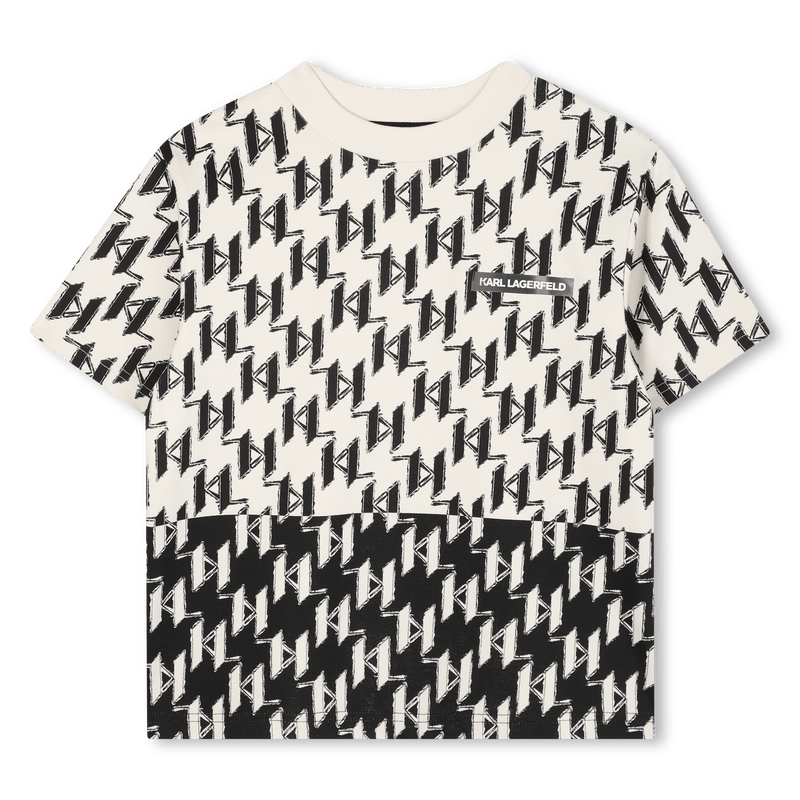 T - SHIRT BEIGE/NERA LOGATA KARL LAGERFELD - Angel Luxury