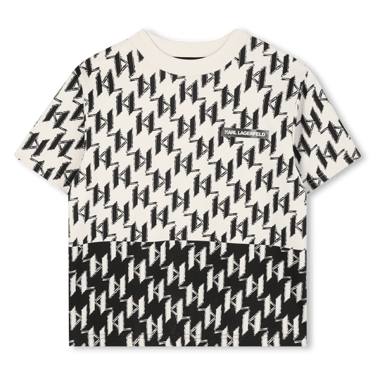 T - SHIRT BEIGE/NERA LOGATA KARL LAGERFELD - Angel Luxury